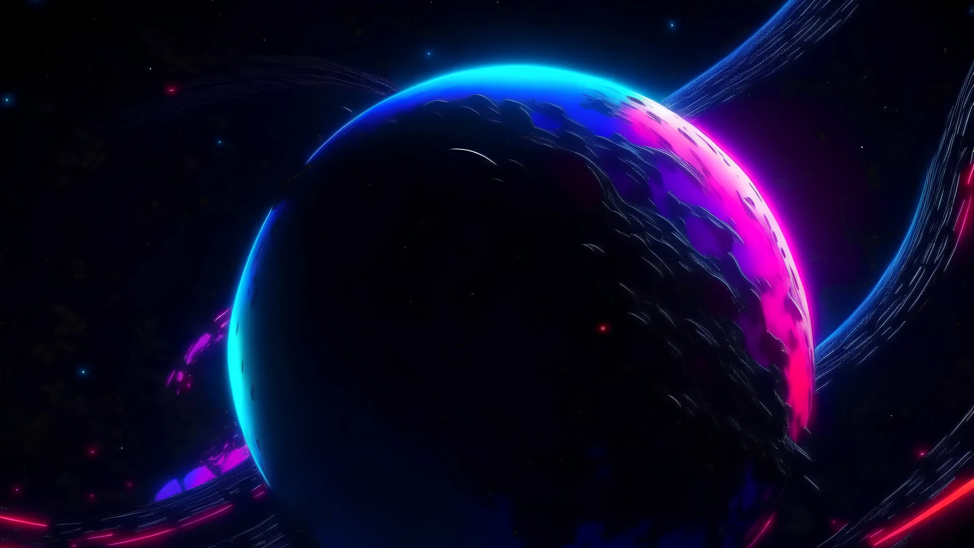 Space universe detailed realistic black light style 4k ultra neon bright