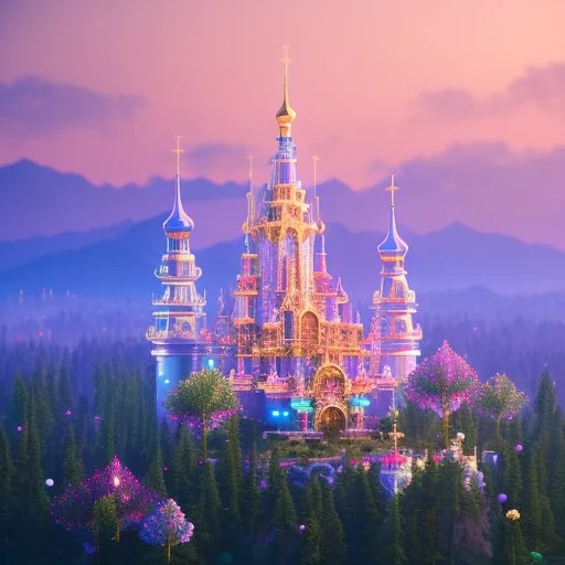 Blue cristal tower in a flowery countryside, glitter pink in a galactic ambiance, delicate colors in the foreground, full of details, smooth, light effect，vaporwave colorful, smooth, extremely sharp detail, finely tuned detail, ultra high definition, 8 k, unreal engine 5, ultra sharp focus