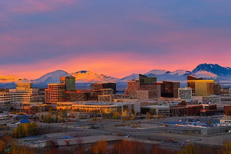 Anchorage, alaska, downtown, sunset