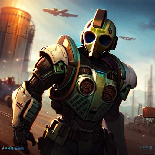 Clear Focus, High resolution, power armor, fallout, atomic-bunker, gasmask, extremely detailed digital painting, extremely detailed face,