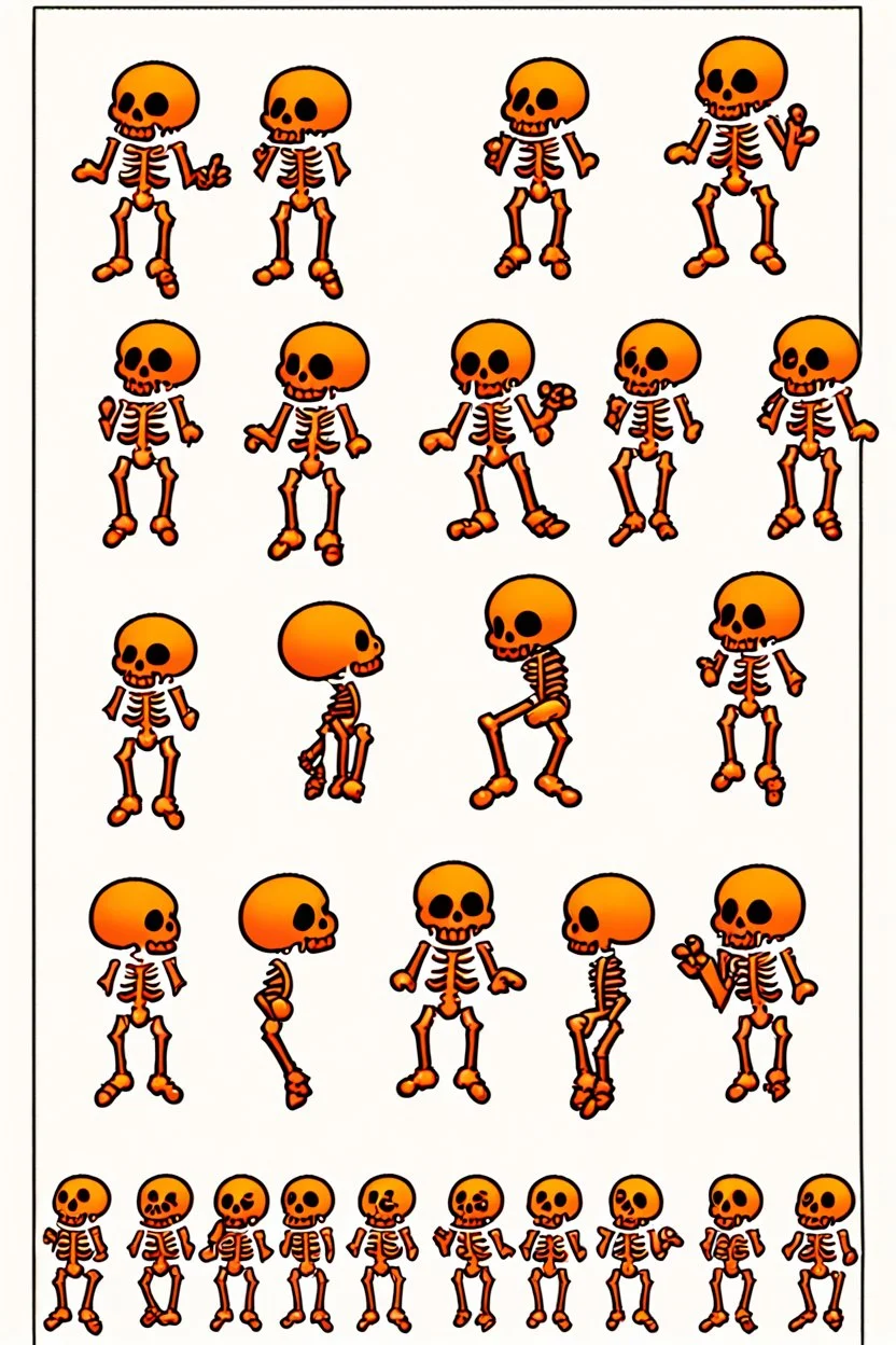 skeleton emotes, GG, OMG, sprite sheet