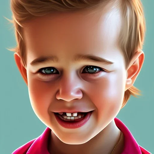 Brad Pitt toddler, smile, full body, hyper realistic