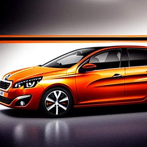 Peugeot 308, orange et noir,