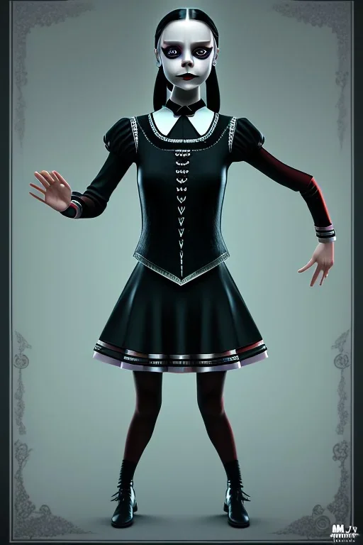 Wednesday Addams dance, highly detailed