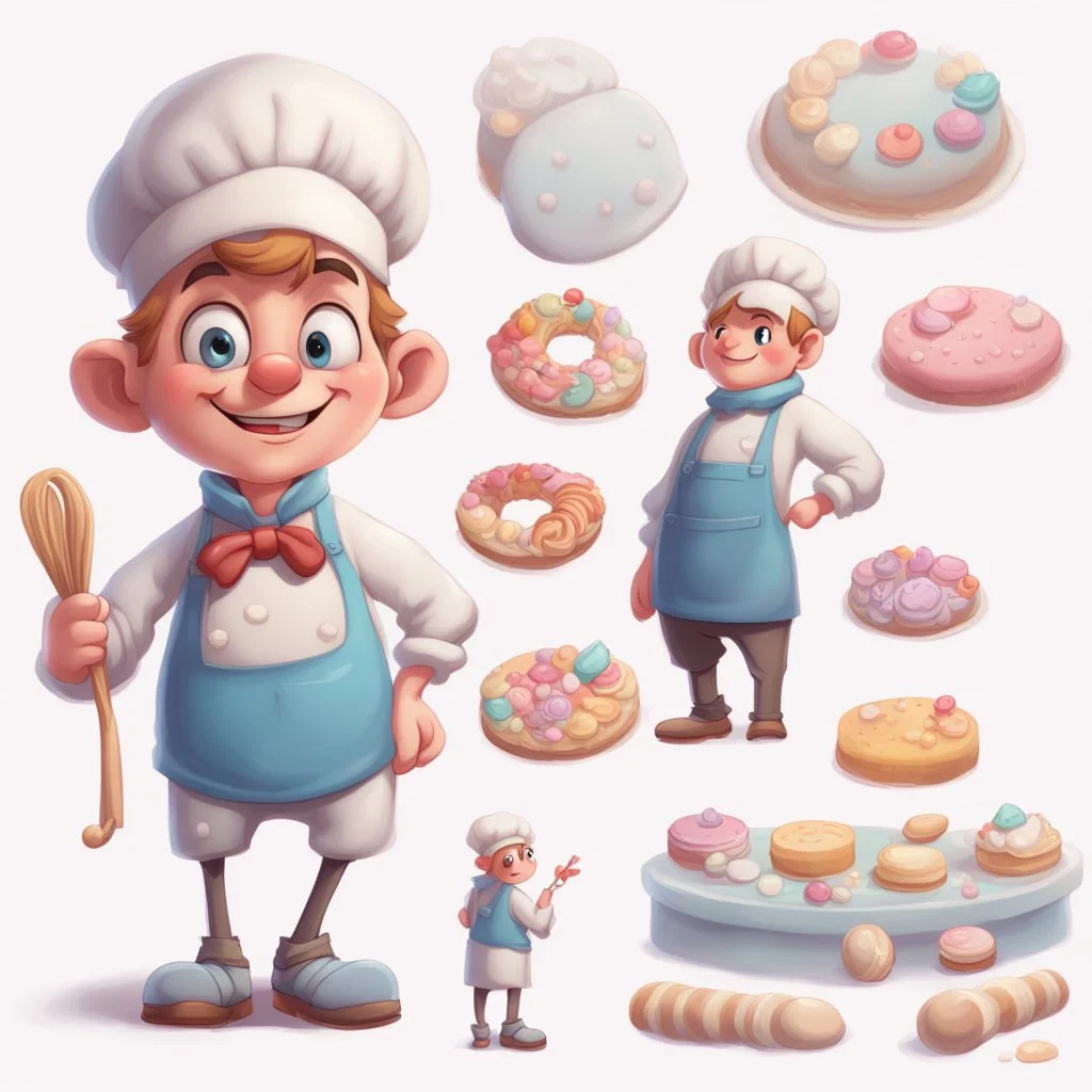 a cartoon character thirty years old confectioner , an ultrafine detailed painting by senior character artist, featured on polycount, sots art, artstation hd, 2d game art, behance hd