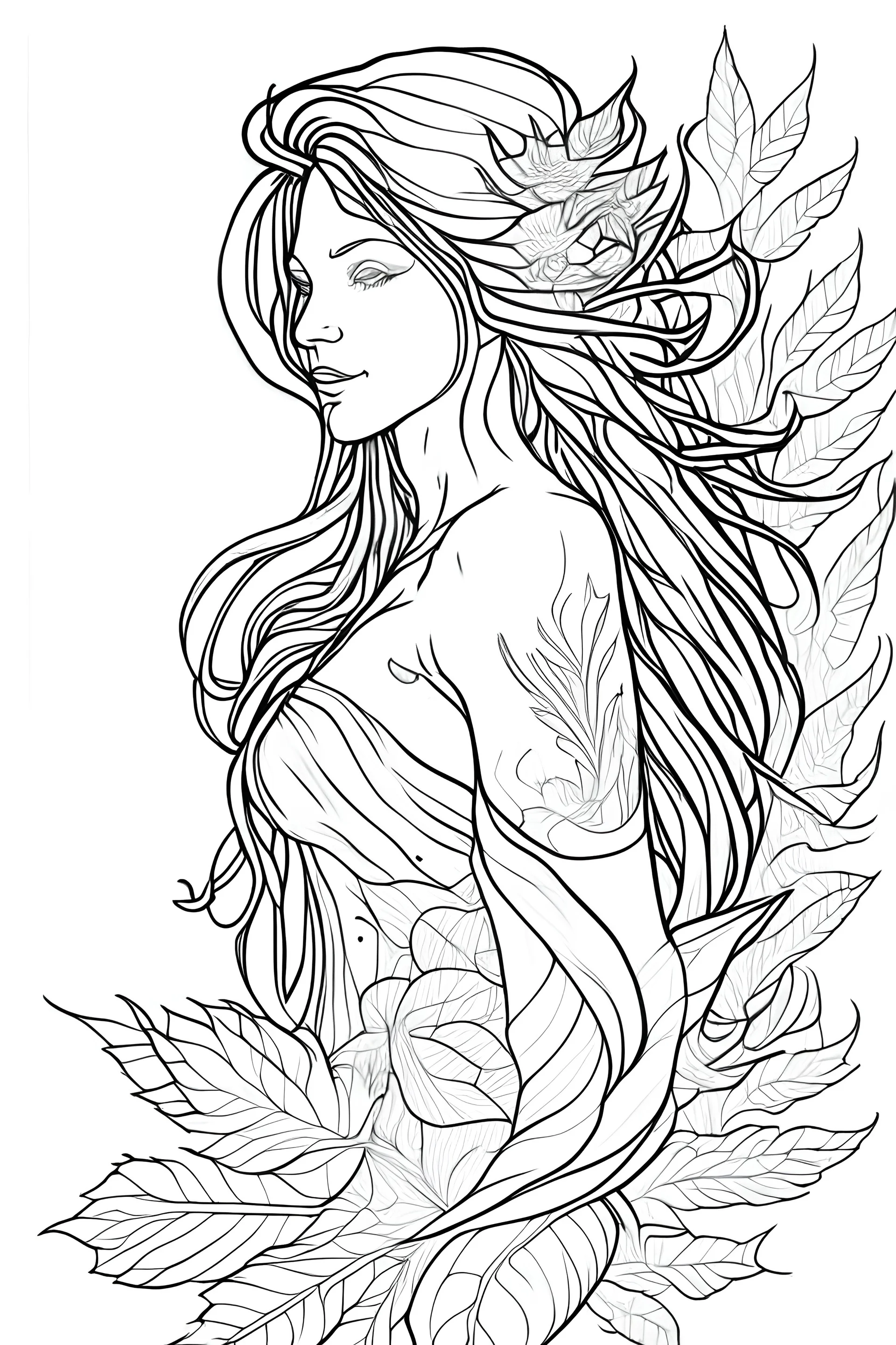 Outline art for tattoo coloring pages for adults, white background, only use outline, clean line art, no shadows and clear and well