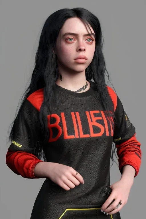 Billie Eilish, black dress, high detail