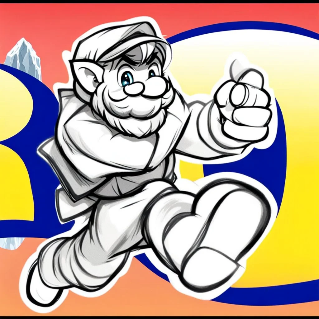 Male Fantasy RPG character, chaabi kawaii Mario proportions, lord of the rings inspiration, Vandyke beard, with a long ribbon held out in front as he runs from behind a large rock at an angle, isometric game