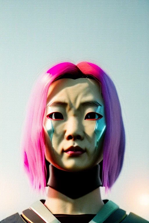 portrait, Asian cyborg woman, samurai warrior :: symmetry photography, cyberpunk style, pink hair, perfect eyes, samurai helmet, tiger mask, black samurai army, katana, japanese traditional ornaments, pink, white, black, glow eyes, cinematic, Ultra realistic, dark scene, soft color, highly detailed, unreal engine 5, RTX, ultra detail, 3d, finely drawn, high definition.