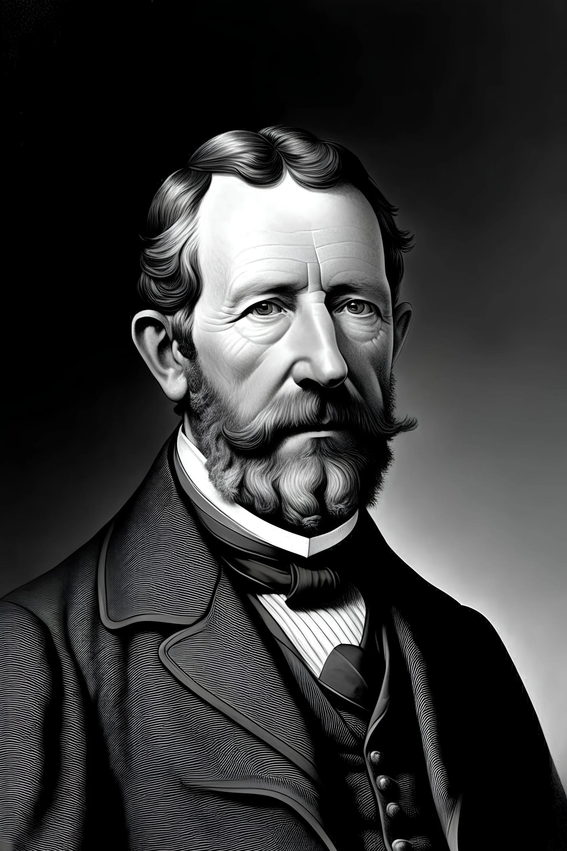 Ion C. Cantacuzino 40 years , politician and minister of Romania, year 1866 white-black portrait