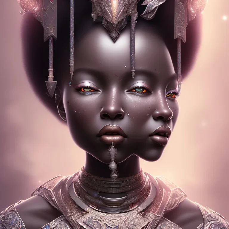 sango fantasy, fantasy magic, intricate, sharp focus, illustration, highly detailed, digital painting, concept art, matte, masterpiece head sexy view black African beauty black afro hair space lady silver sheepskin African princess bless