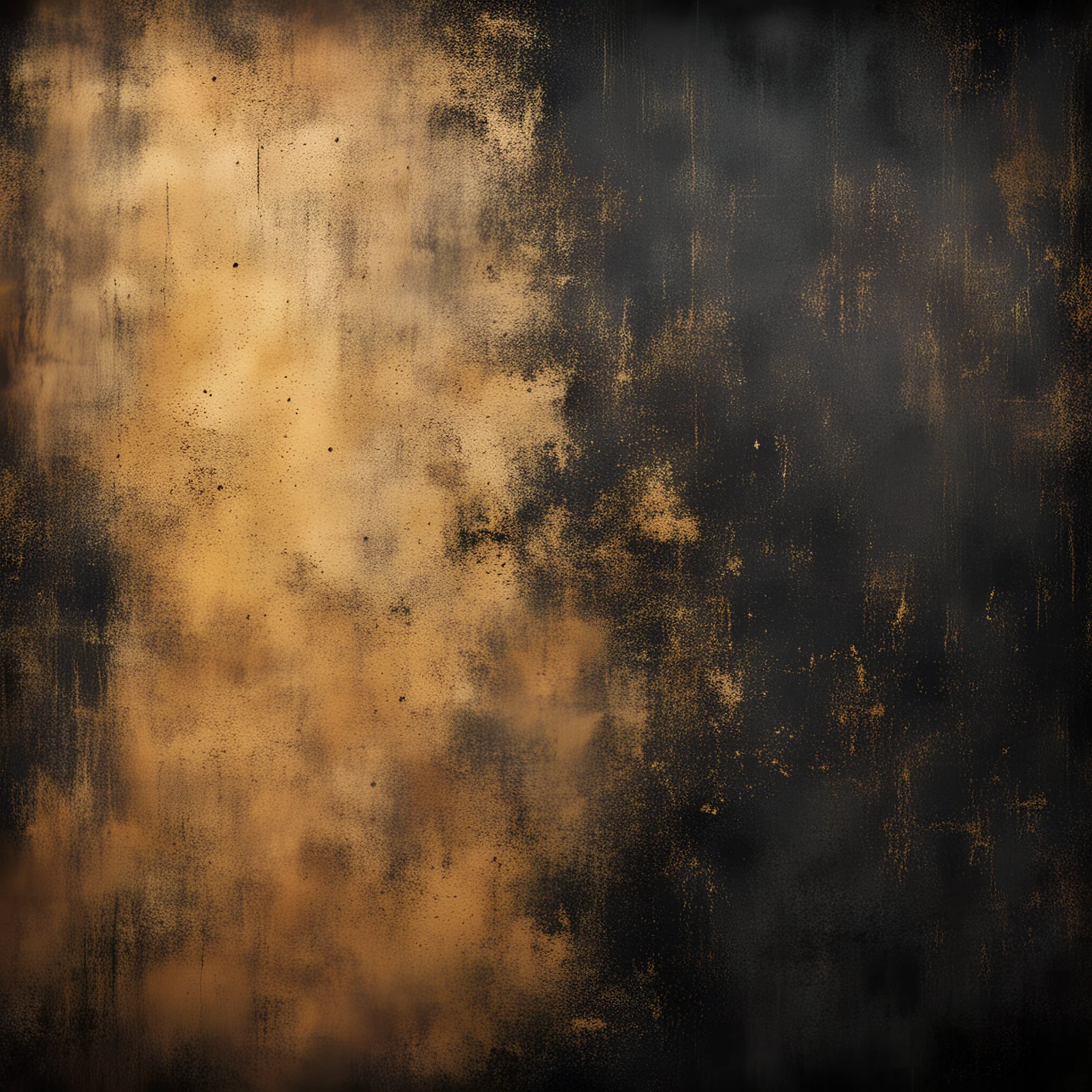 Hyper Realistic golden & black multicolor grungy rustic texture with vignette effect