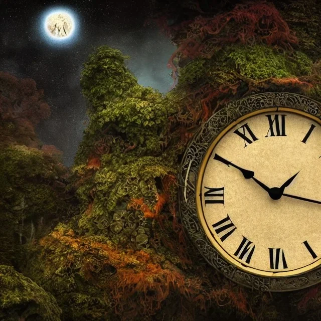 a gorgeous, stunning clock made of biosphere, earth and sky, 8k resolution, high-quality, fine-detail, photorealistic, intricate, digital art, detailed matte, volumetric lighting, illustration, 3D octane render, brian froud, howard lyon, George Grie, Ben Goossens, greg rutowski, annie stokes