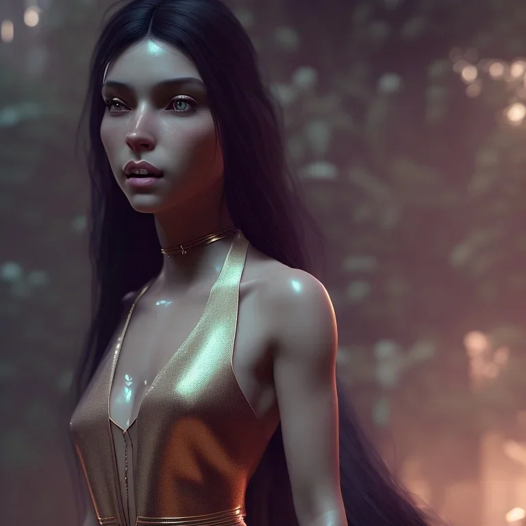 portrait only wonderfull brazilian woman, long black hair, high realistic, high detailed, 8k, volumetric lights unreal engine, cinematic lighting, octane render