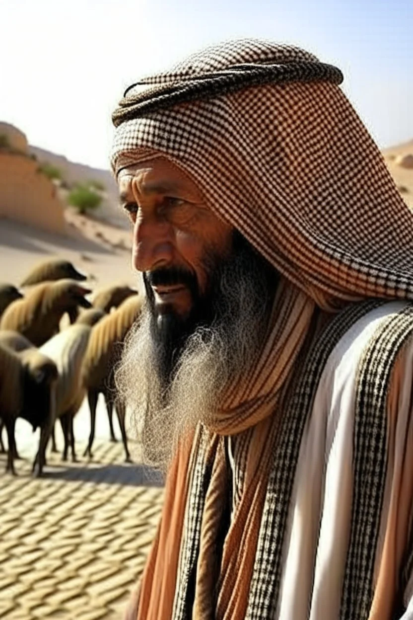 دعة في الصحراء وهو يرعا الجمال