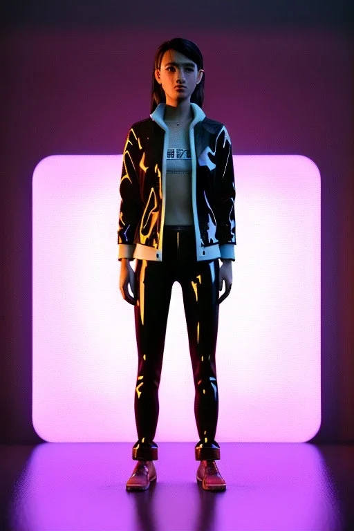 Ultra Realistic image, 25 years old brunette blonde woman, portrait, small stature, small chest, yakuza full body tattoo, transparent latex coat, rain, fog, hot, dark, leds, neon, cyberpunk, vibrant color, highly detailed, art stations, concept art, smooth, unreal engine 5, god rays, ray tracing, RTX, lumen lighting, ultra detail, volumetric lighting.