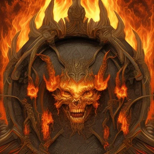 huge detailed gate to firey hell