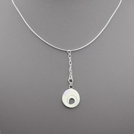 polyester necklace with a silver pendant in the shape of a crescent moon