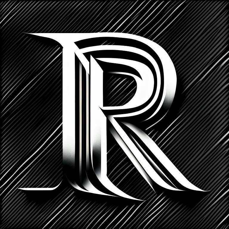 logo with the letter R end N, black and white