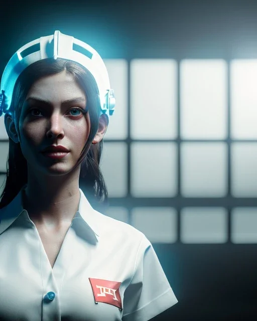 waitress woman with muppet head helmet mask, skin body and arms, concept art, retro style, smooth, unreal engine 5, god lights, ray tracing, RTX, lumen lighting, ultra detail, volumetric lighting, 3d.