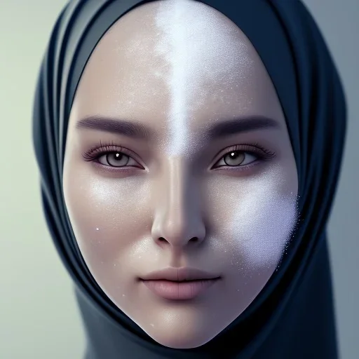 close up portrait of woman in hijab with part of her face made of thick blowing dust storm, morphing into dust, fading into clouds of dust, morph, morphing, artwork manipulation, ray tracing, sharp focus, fine detail, highly intricate, modern surrealism painting, high-quality, volumetric lighting, 8k, ultrahd, George Grie, Marco Escobedo, Igor Morski,Brian Froud, Howard Lyon, Selina French