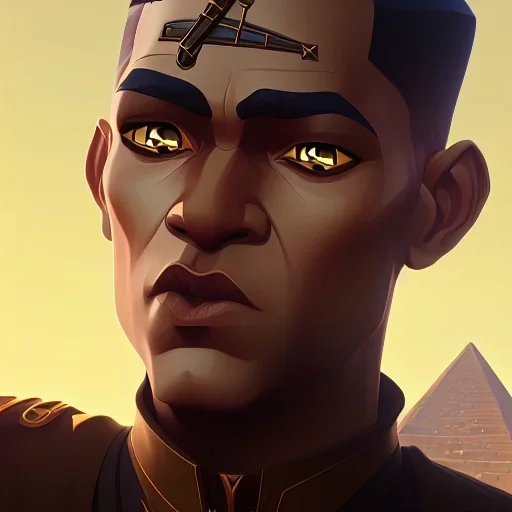 portrait of horus in front of great pyramids