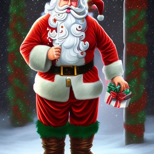 a digital illustration of a man as Santa clause with night themed highly detailed, --ar3:2--v4--q2