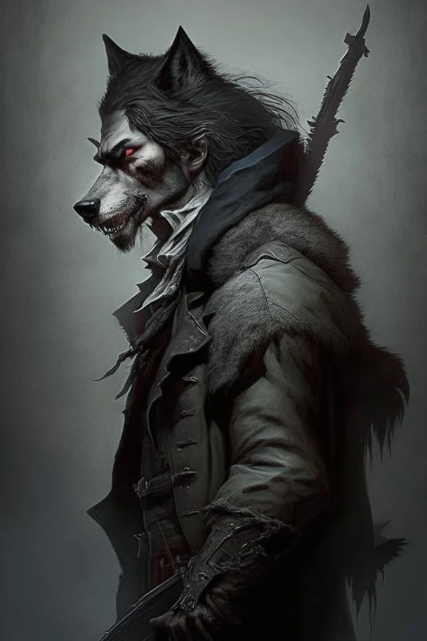 vampire hunter with a wolf head slung over his shoulder