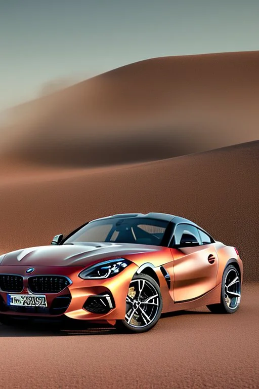 a realistic photo of a bmw z4,the car is spray painted with graffiti, desert background with sand storm to make the car stand out, colorful and stylish graffiti, 12k highly detailed and realistic , Masterpiece, dramatic product shot