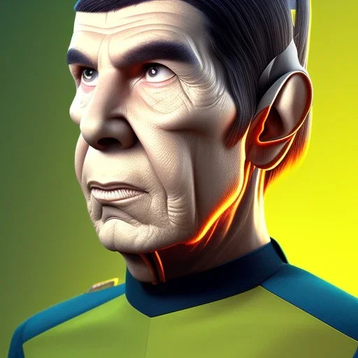 Portrait of Spock, Star Trek style, Fantasy art, yellow clothes, octane render