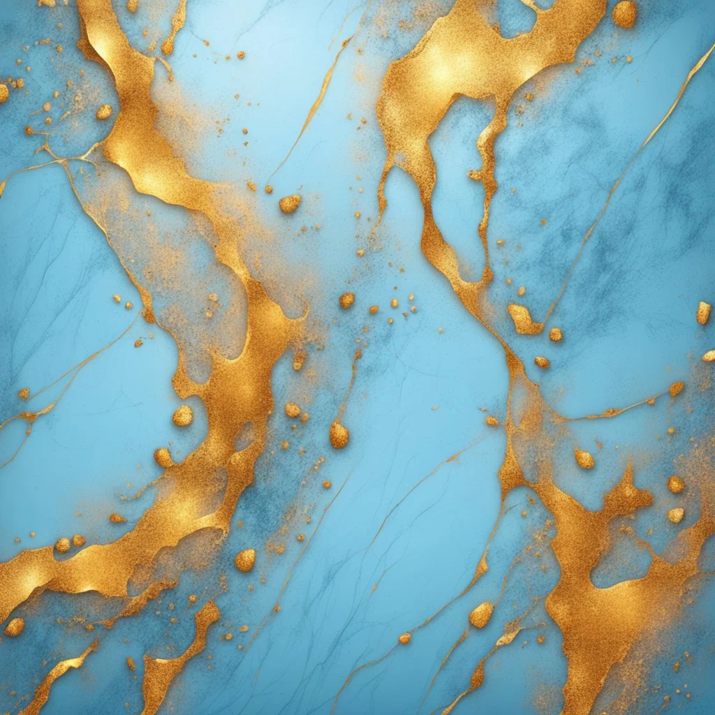 Hyper Realistic Light-Blue & Golden marble background with glowing embers & scratch marks vignette effect