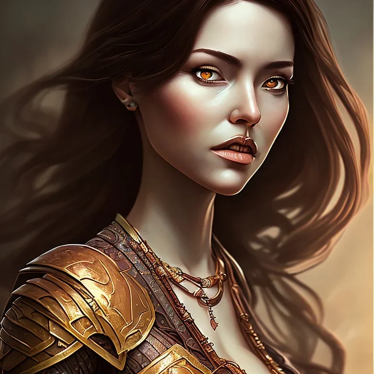 dungeons and dragons, female human, druid, brown hair, brown eyes, full body, realistic face, short hair, hair tied back, large nose