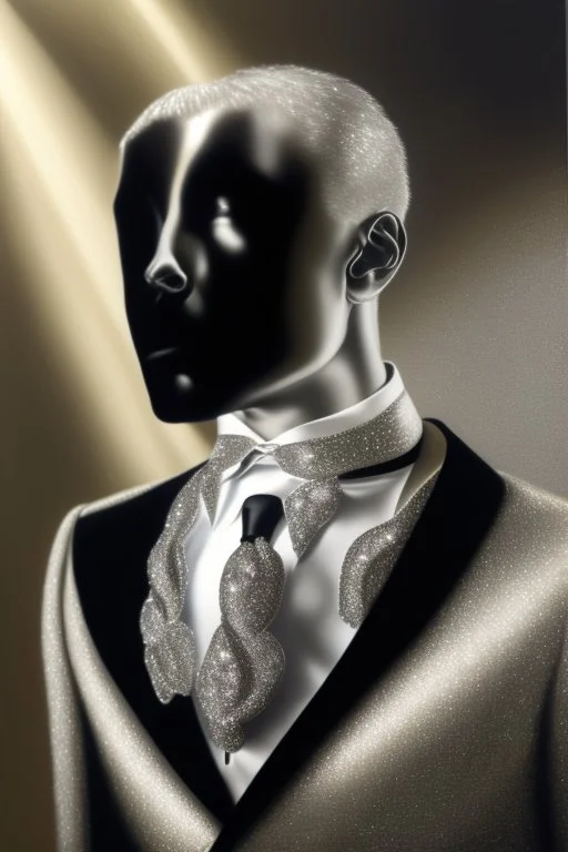 A silver brooch pinned to the collar of a black velvet suit, set with sparkling diamonds, in a luxurious bedroom in the sunlight Hyper realistic, oil on canvas award winning fantastic view ultra detailed acrylic art Ultra realistic Impressionism Surrealism simen johan, sharp focus intricate oil on canvas cinematic lighting photorealistic high detail ultra detailed crisp quality colourful