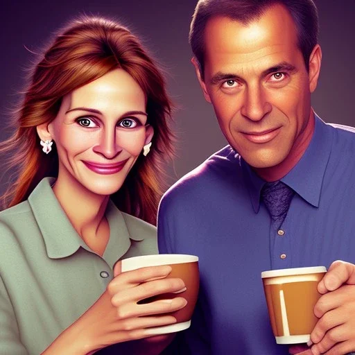 Me having coffee with a happy Julia Roberts