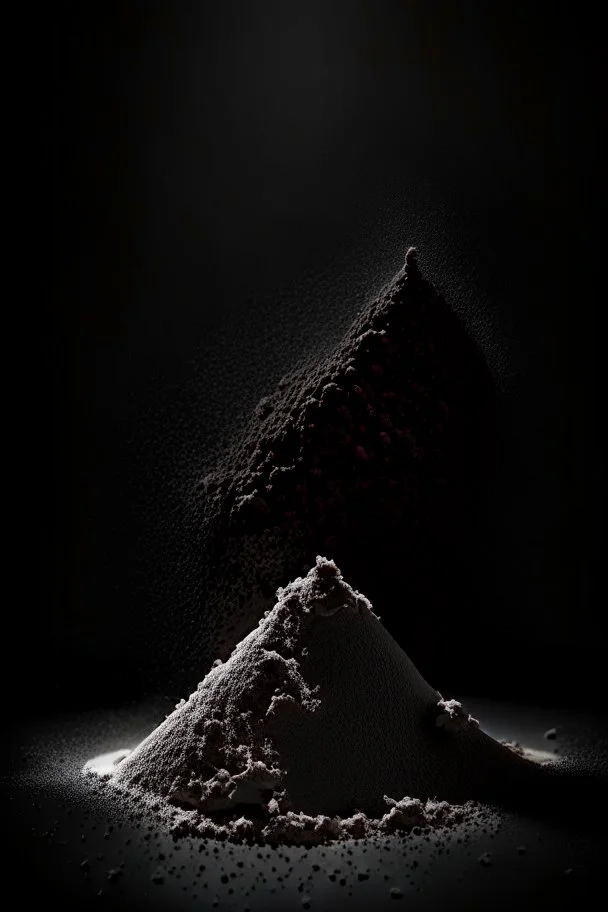 scoop of protein powder, view from the front, dark studio setting, black background