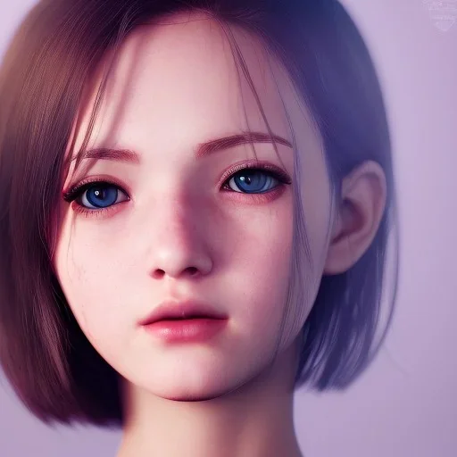 potrait girl look beautiful, eyes like ocean blue, short hair, smile, 8k, rtx, eyebrows like serious, facing left, real, cute, angry expression, tsundere