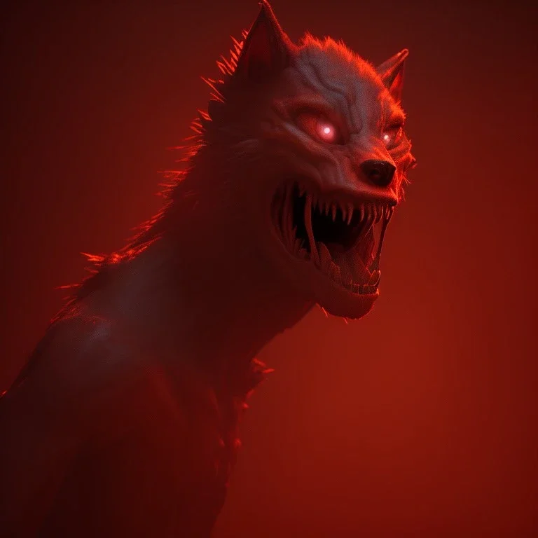 horror werewolf red background