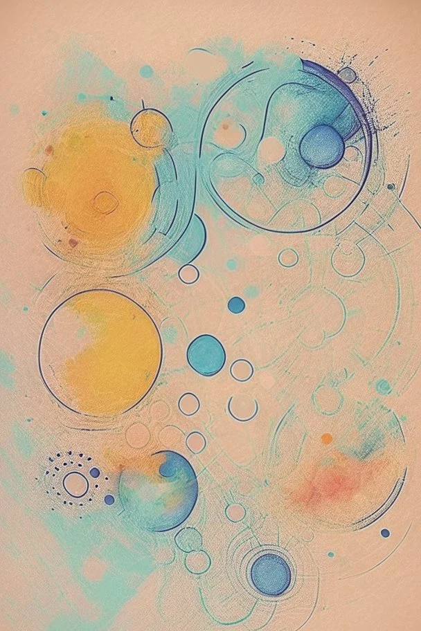 Abstract watercolor circles with Sketchy pencil outlines