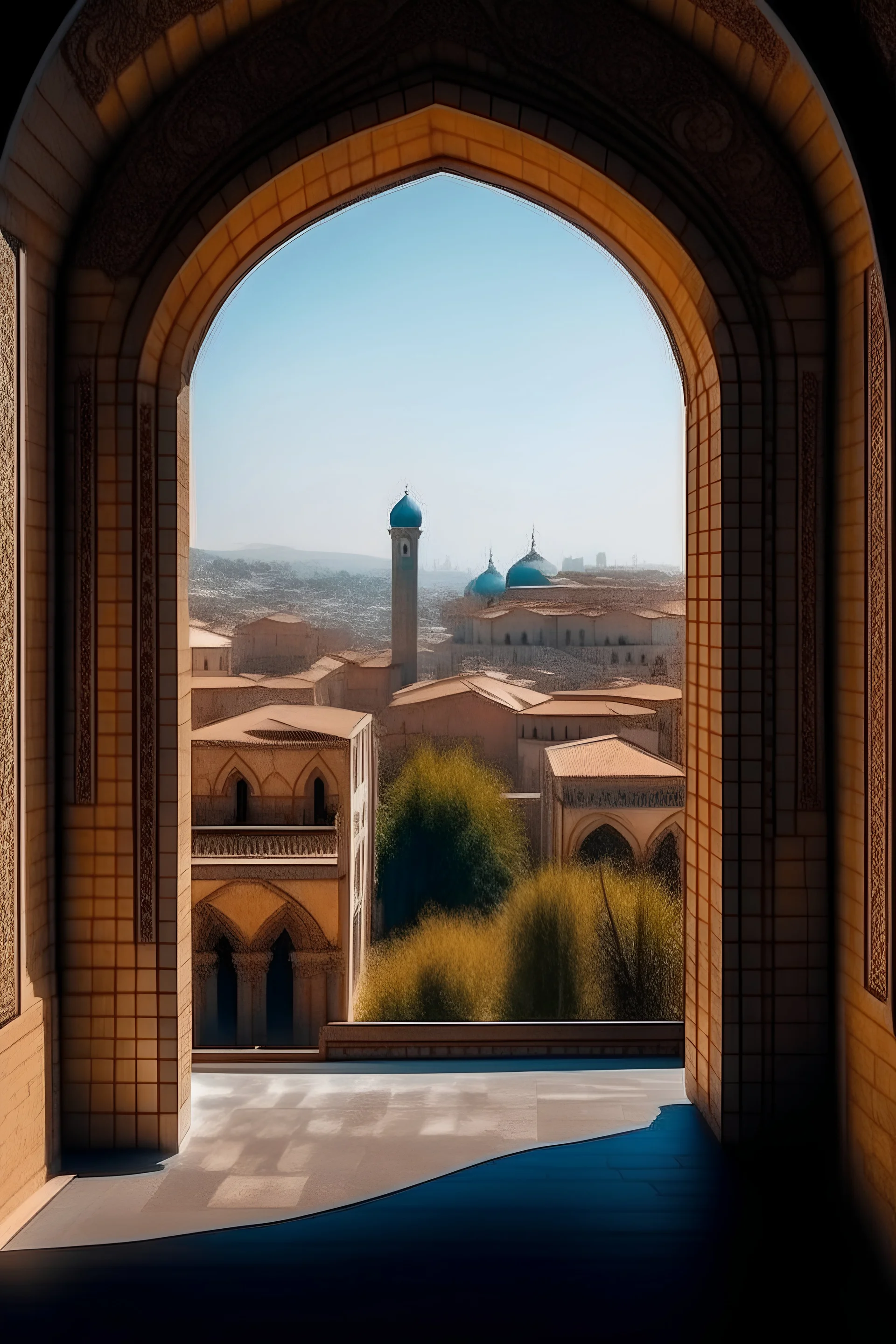 Fenster Ausblick auf persische Stadt gerade Perspektive