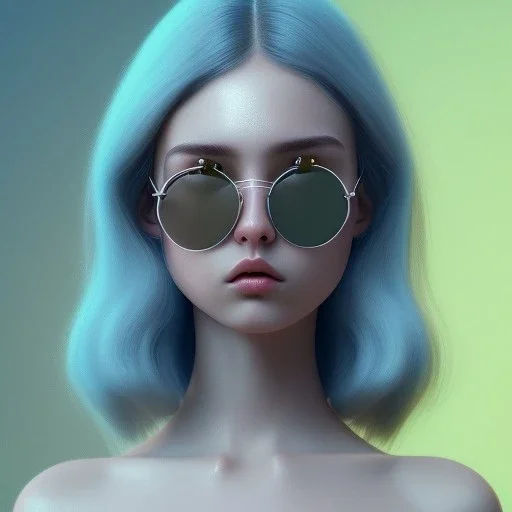 isometric clean art of symmetrical super cute cute cute fat girl wearing shades, full wet lips, soft lighting, overcast shadows, soft pastel gradients, high definition, 3d icon clay render, blender 3d, studio lighting, god rays, octane render, unreal engine 5