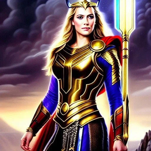 ultra detailed fullbody Portrait in oil on canvas of beautiful busty Sif wife of thor ,wearing Asgardian armor,extremely detailed digital painting, intrincate, intense stare, extremely detailed face,crystal clear Big Glowing eyes, mystical colors ,perfectly centered image, perfect composition, rim light, beautiful lighting, 8k, stunning scene, raytracing, anatomically correct, in the style of robert e howard and Ken Kelley and Ohrai Noriyoshi and Simon Bisley and tomzj1