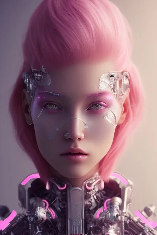 cyborg, pink hair,seven , perfekt, real, dream