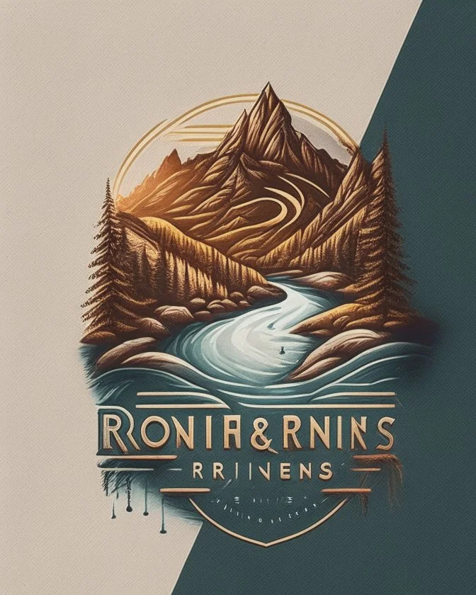 River and mountains logo design