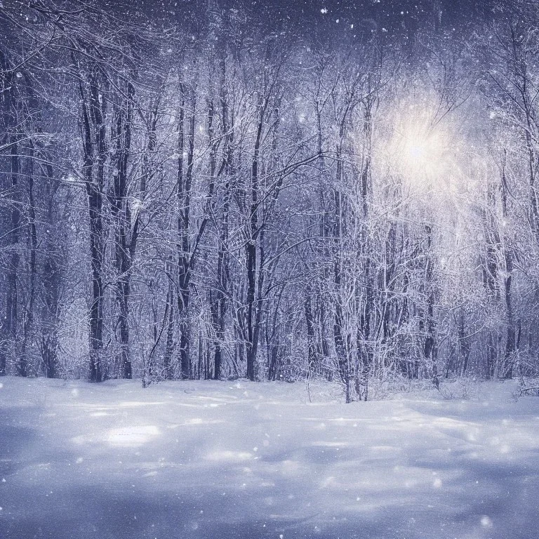 winter landscape, crystal, stars, dreamlike