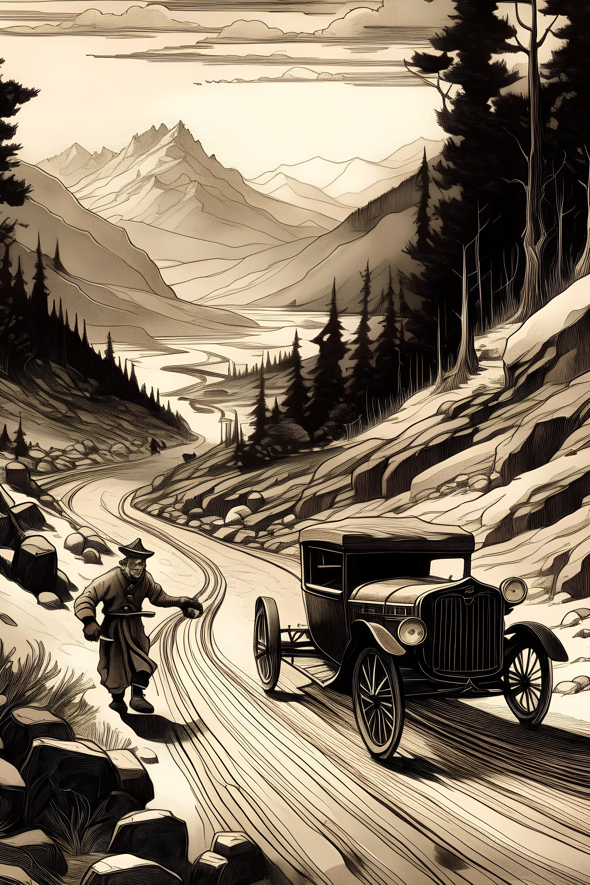 ilustration to book from Jack London "The Road"