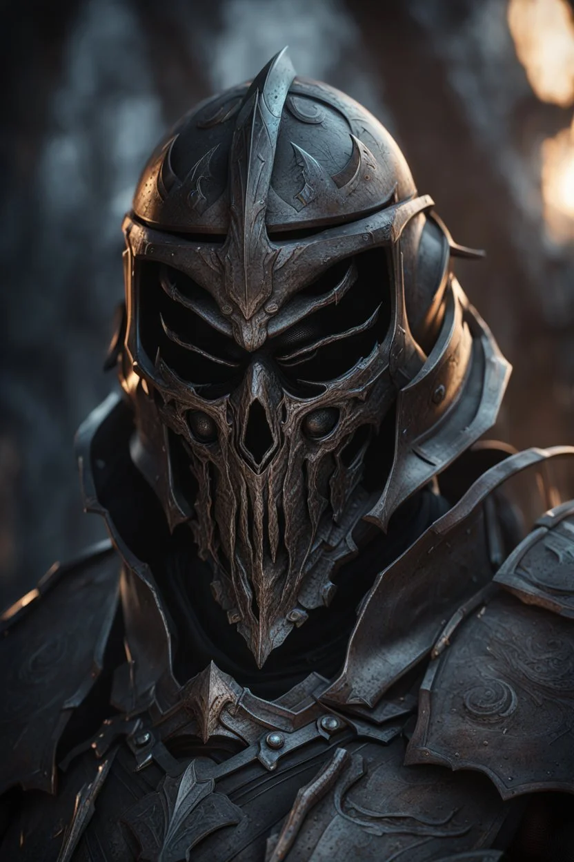 Death Knight. Helmet made of flesh. Cinematic lighting, Volumetric lighting, Epic composition, Photorealism, Very high detail, Character design, Unreal Engine, Octane render, HDR, Subsurface scattering, fantasy art,