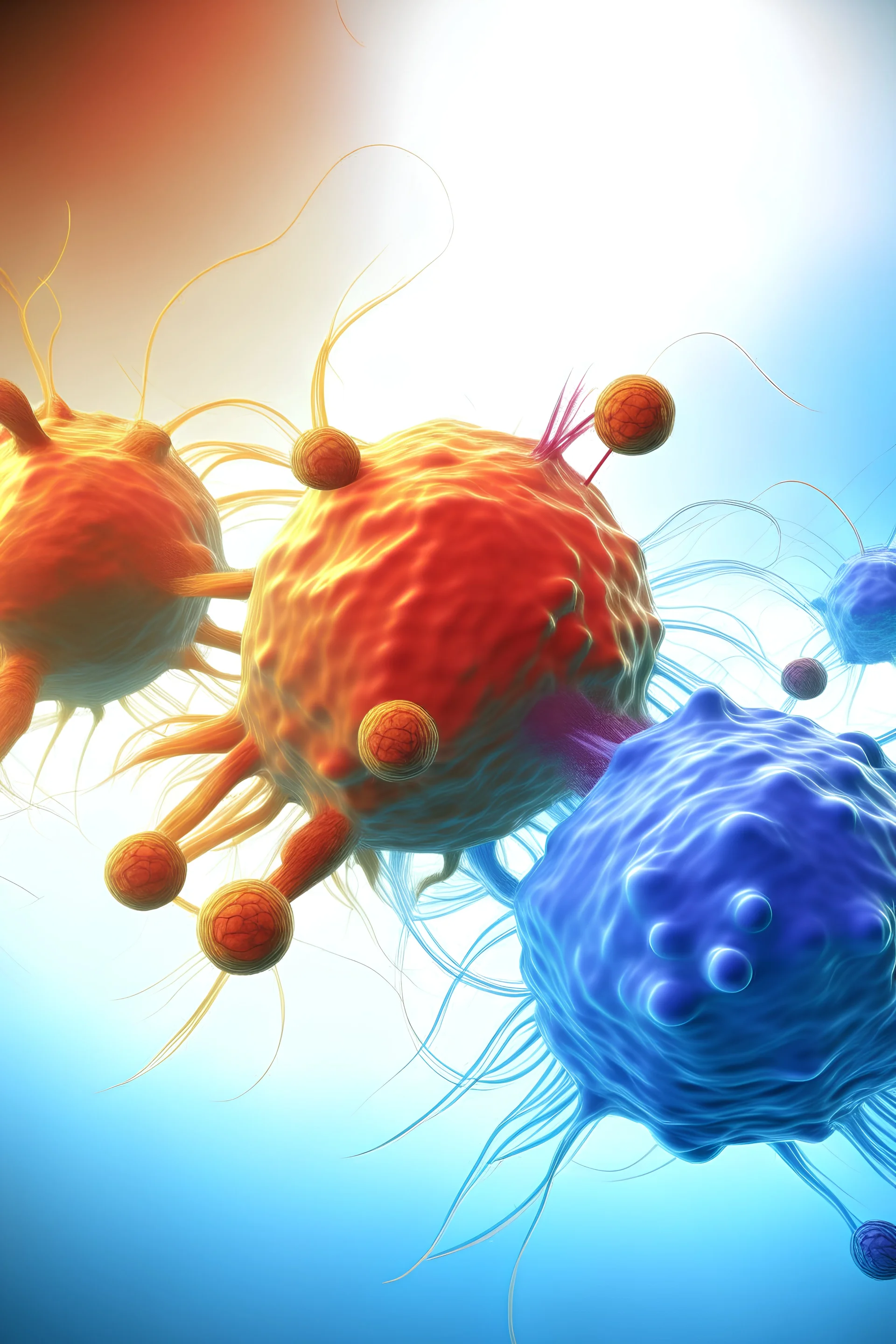 Immune cells expressing PD1 interacted with Cancer cell expressing PDL-1