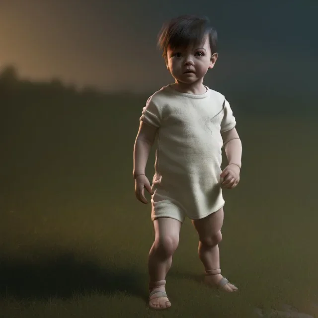 Tarkovsky toddler, full body, dramatic lighting, hyper realistic