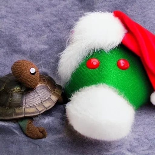 turtle and santa hat