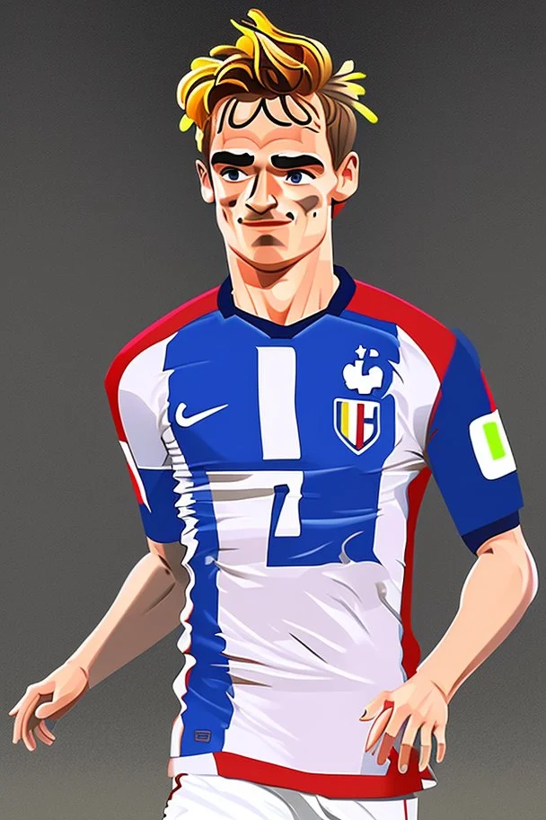 Antoine Griezmann French football player ,cartoon 2d